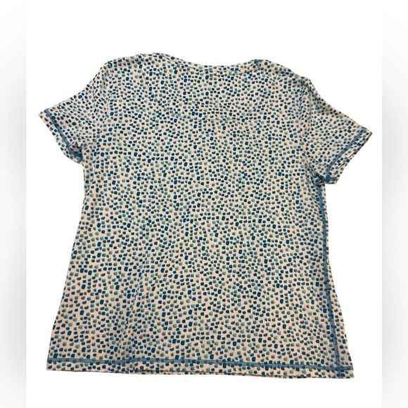 Weekends by Chicos Tee Vibrant Shades of Blue Splashed on White Soft Size Small. - Picture 3 of 10
